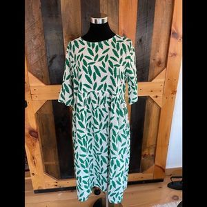 Green Leaf Print Dress